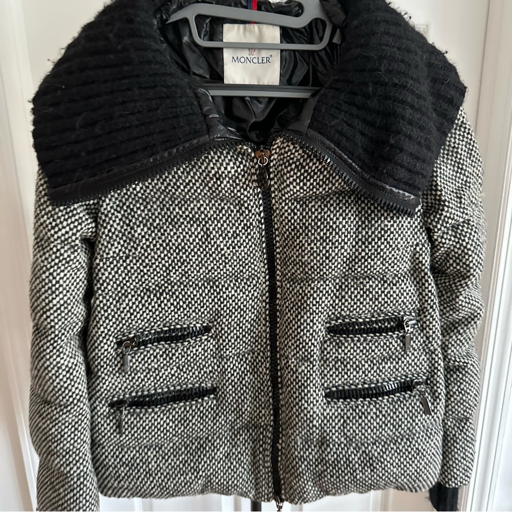 Moncler tweed puffer coat